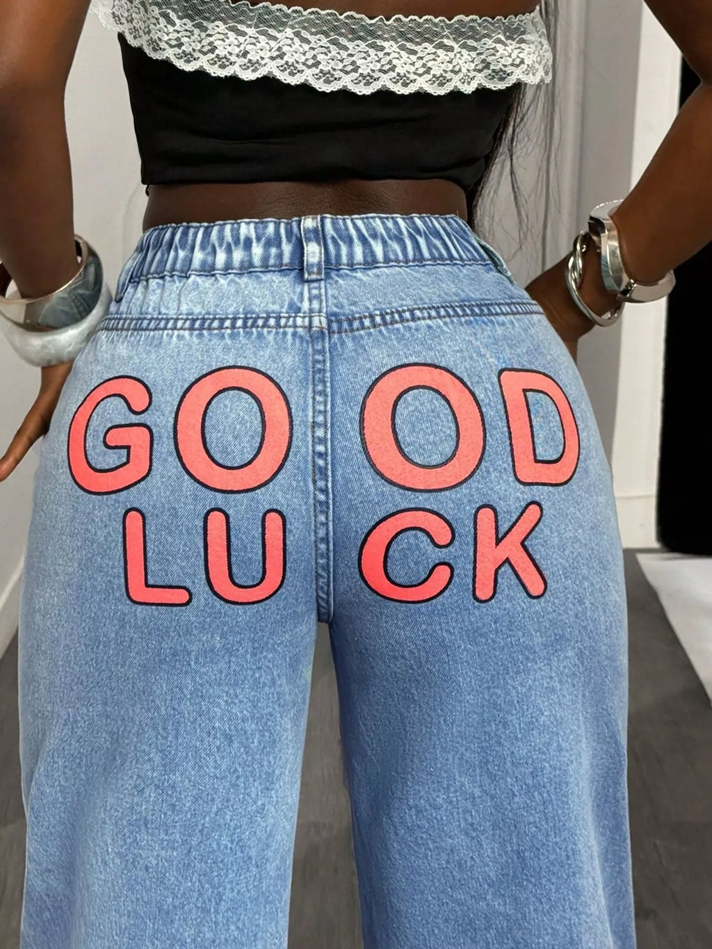 GOOD LUCK Wide Leg Jeans - Godess beauty 