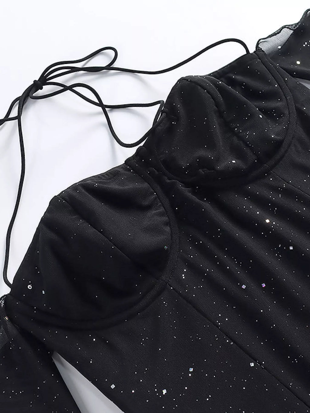 Glitter Mini Dress with Sleeves - Godess beauty 