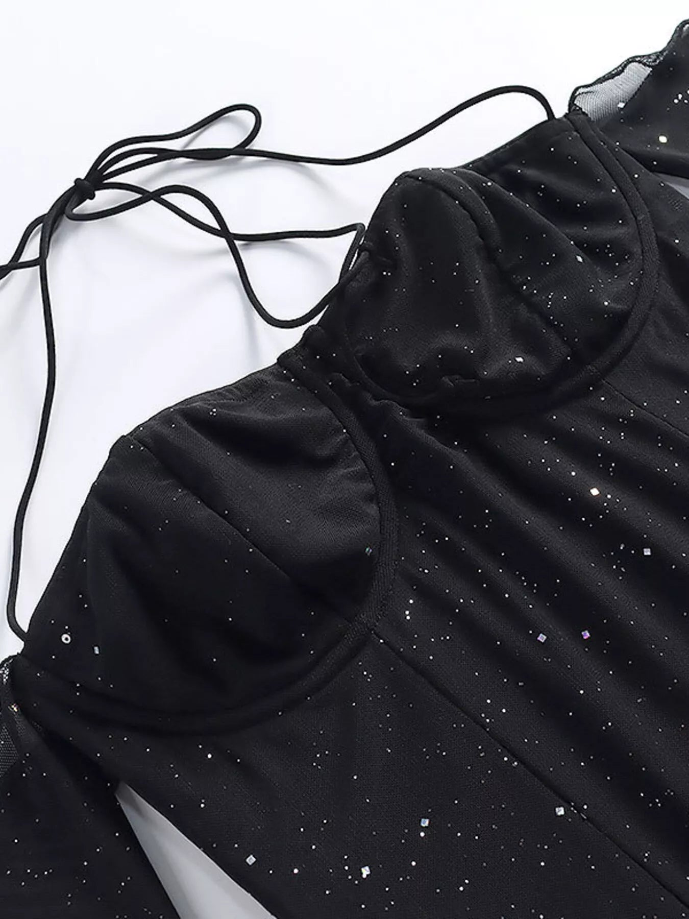 Glitter Mini Dress with Sleeves - Godess beauty 