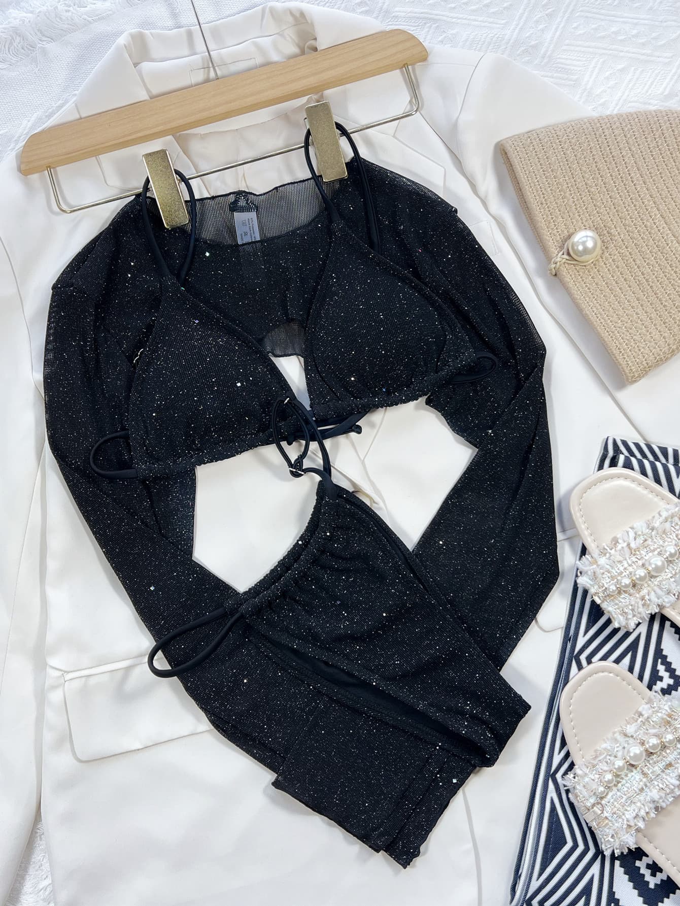 Glitter three-piece swim set for women - Godess beauty 
