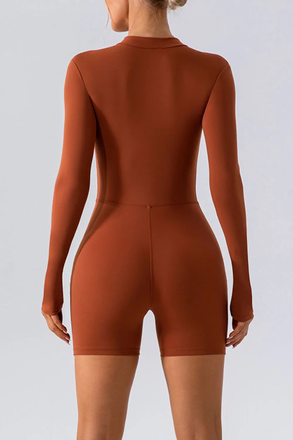 Half Zip Long Sleeve Active Romper - Godess beauty 