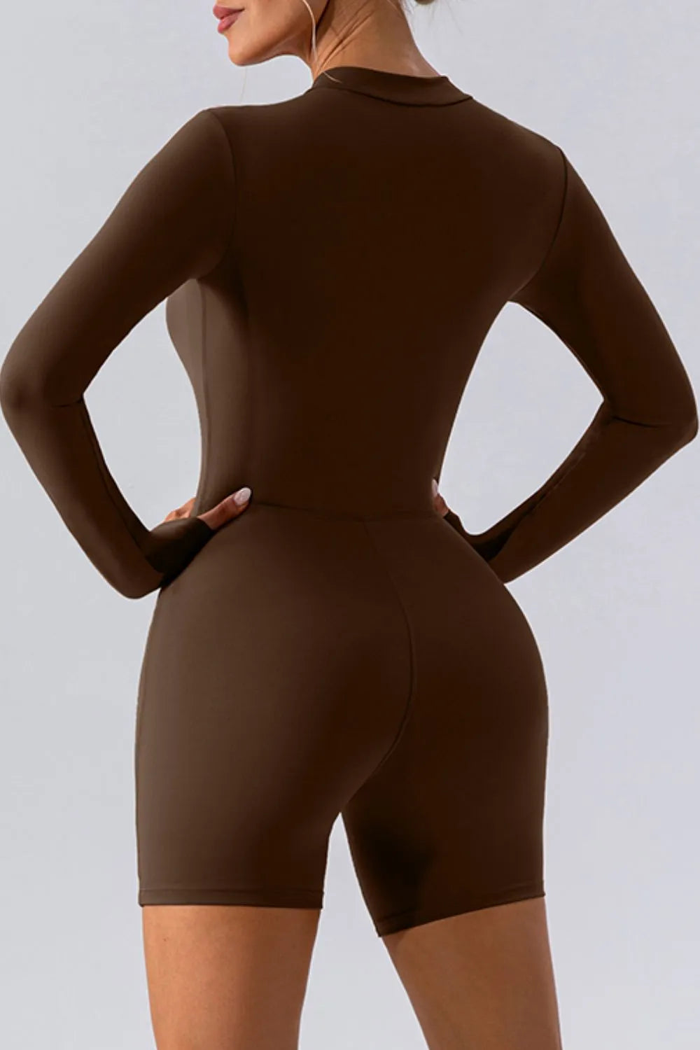 Half Zip Long Sleeve Active Romper - Godess beauty 