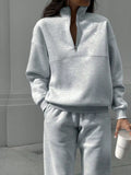 Half Zip Sweatshirt and Pants Set - Godess beauty 