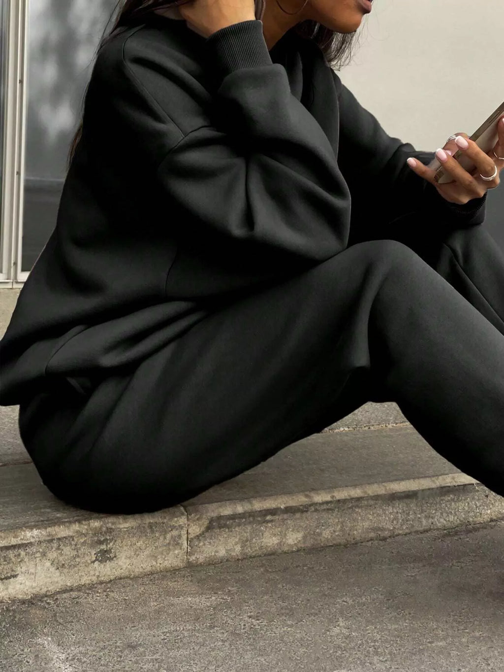 Half Zip Sweatshirt and Pants Set - Godess beauty 