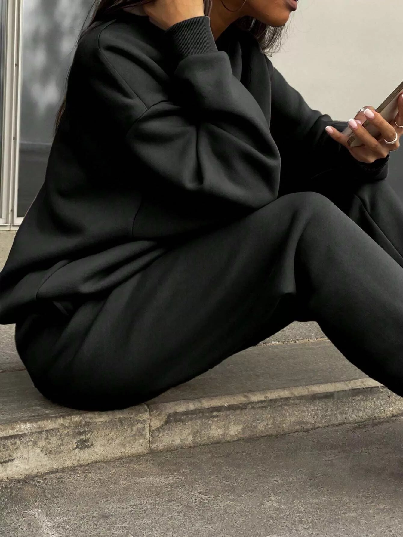 Half Zip Sweatshirt and Pants Set - Godess beauty 