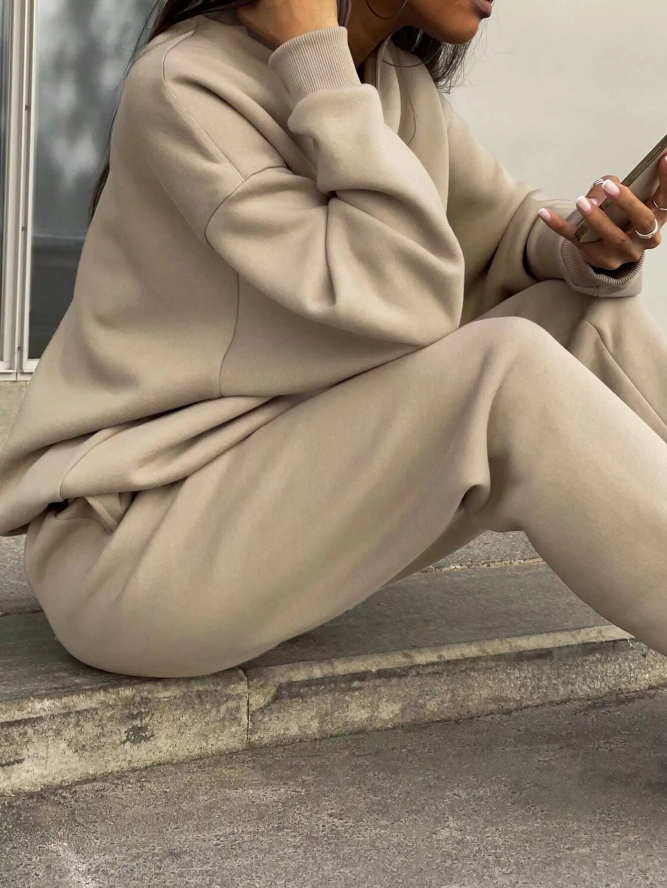 Half Zip Sweatshirt and Pants Set - Godess beauty 