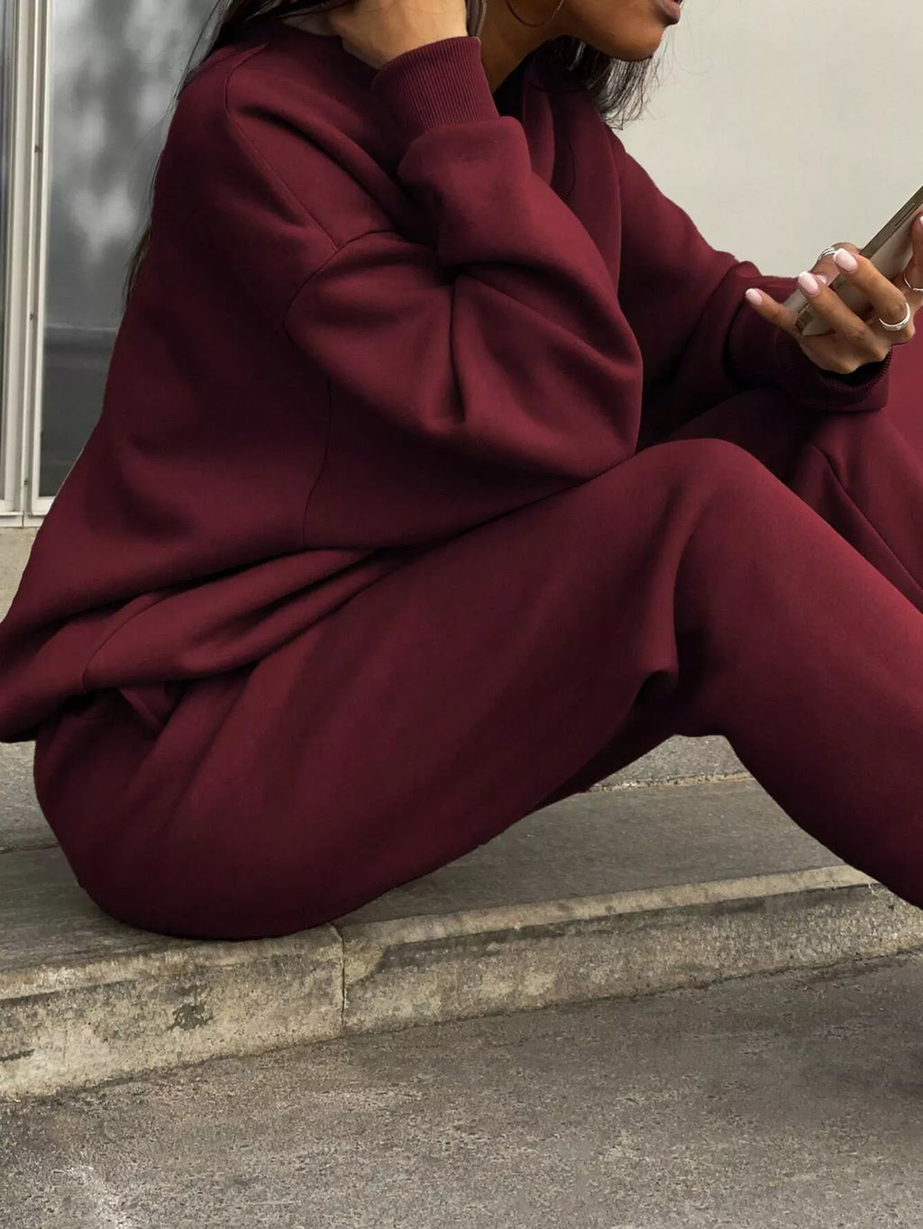 Half Zip Sweatshirt and Pants Set - Godess beauty 