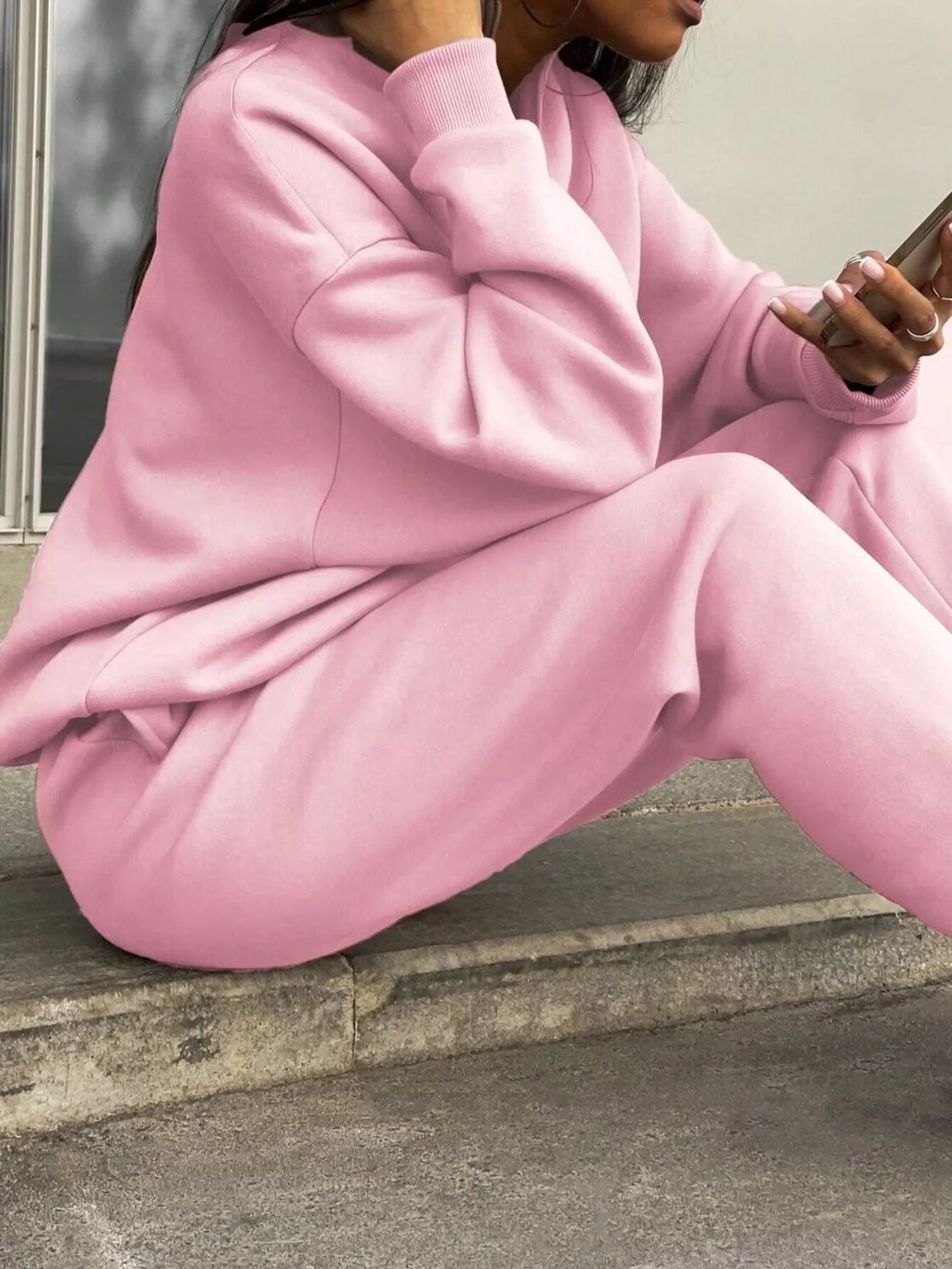 Half Zip Sweatshirt and Pants Set - Godess beauty 