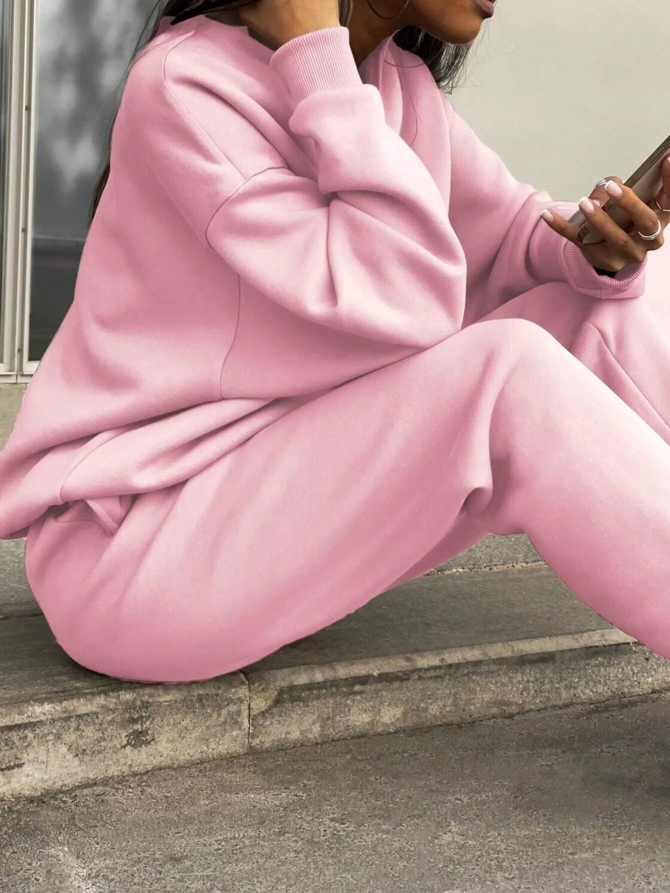 Half Zip Sweatshirt and Pants Set - Godess beauty 