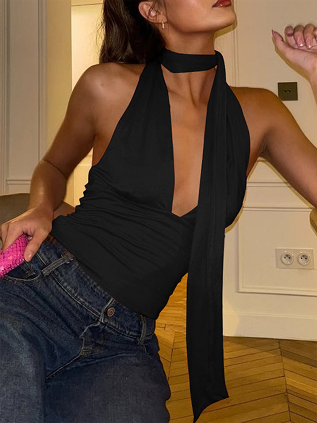 Halter Neck Tie Cami - Godess beauty  #