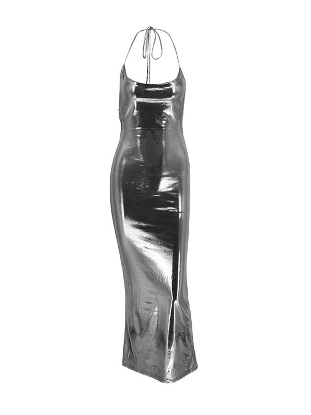 Halter neck ruched maxi dress for women - Godess beauty 