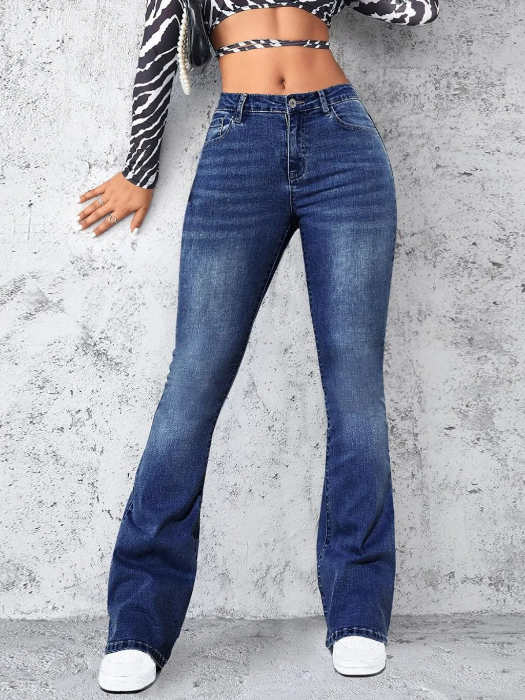 High Rise Jeans with Pockets - Godess beauty 