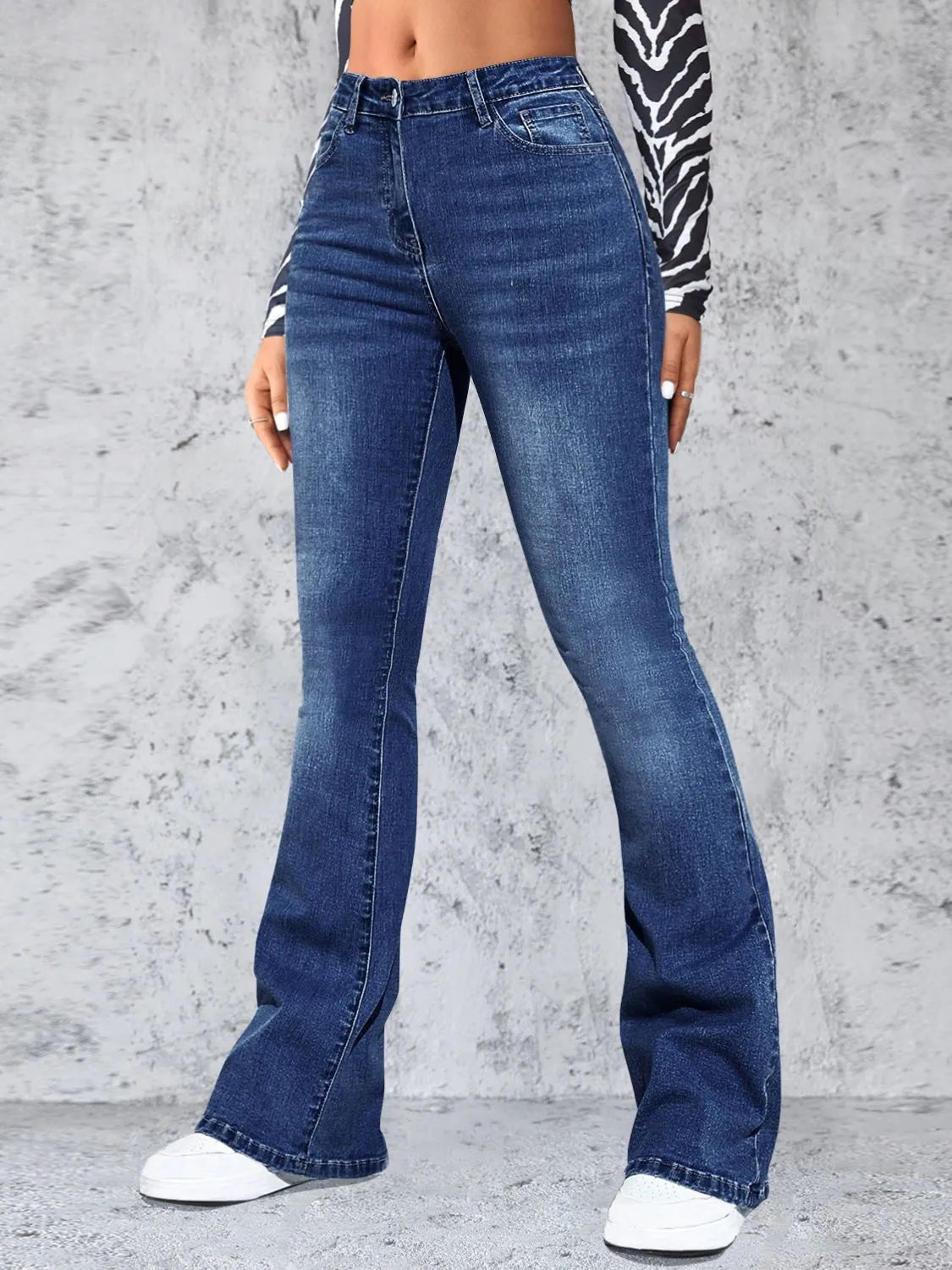 High Rise Jeans with Pockets - Godess beauty 