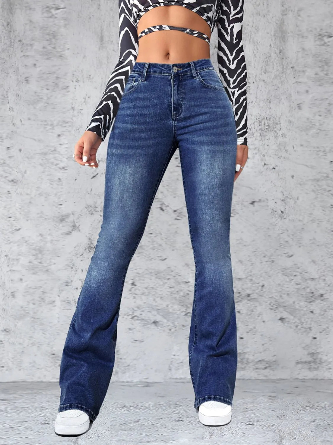 High Rise Jeans with Pockets - Godess beauty 