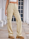 High-Waisted Cargo Jeans - Godess beauty 