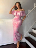 Layered Ruffled Off-Shoulder Dress - Godess beauty 