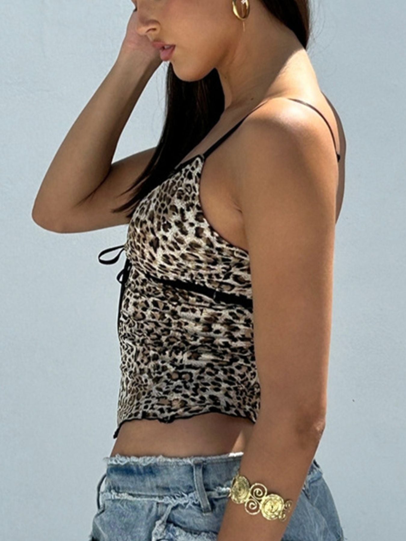 Leopard Print Lace Trim Cami - Godess beauty  #