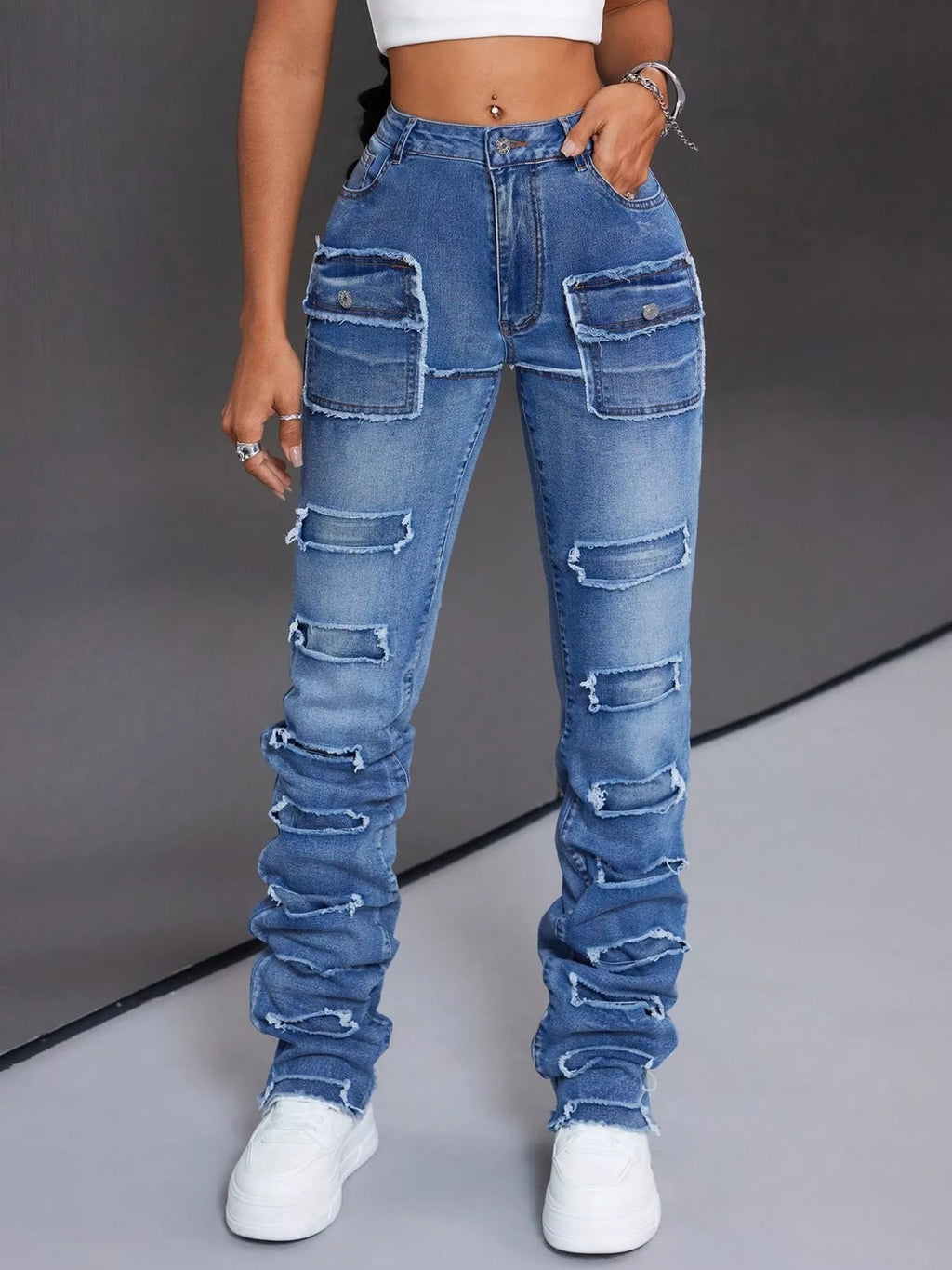 Men's Distressed Slim Fit Jeans - Godess beauty 