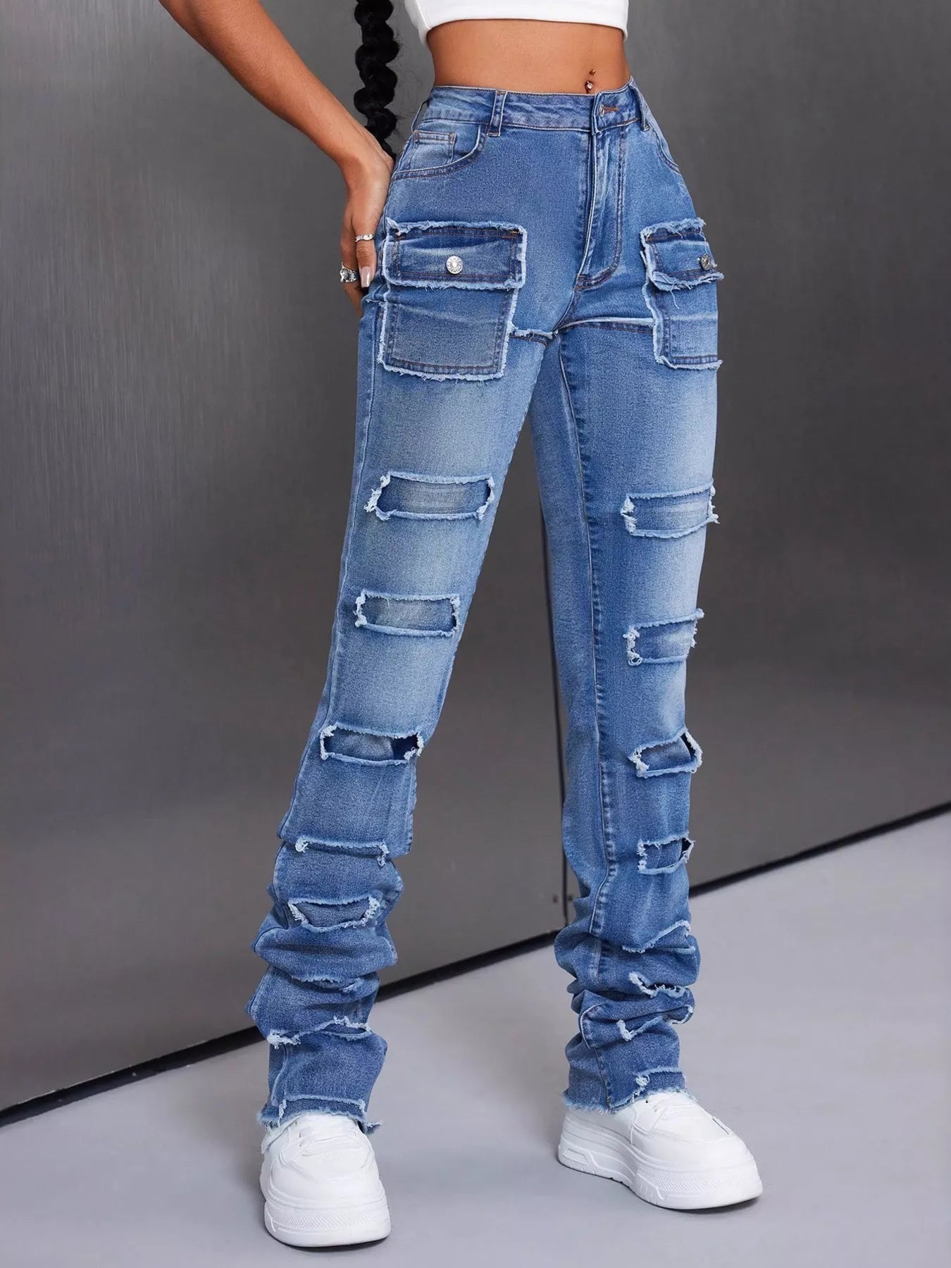Men's Distressed Slim Fit Jeans - Godess beauty 
