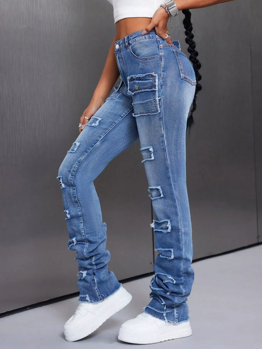 Men's Distressed Slim Fit Jeans - Godess beauty 