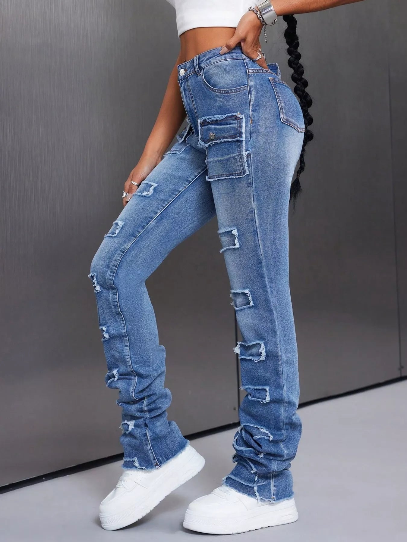 Men's Distressed Slim Fit Jeans - Godess beauty 