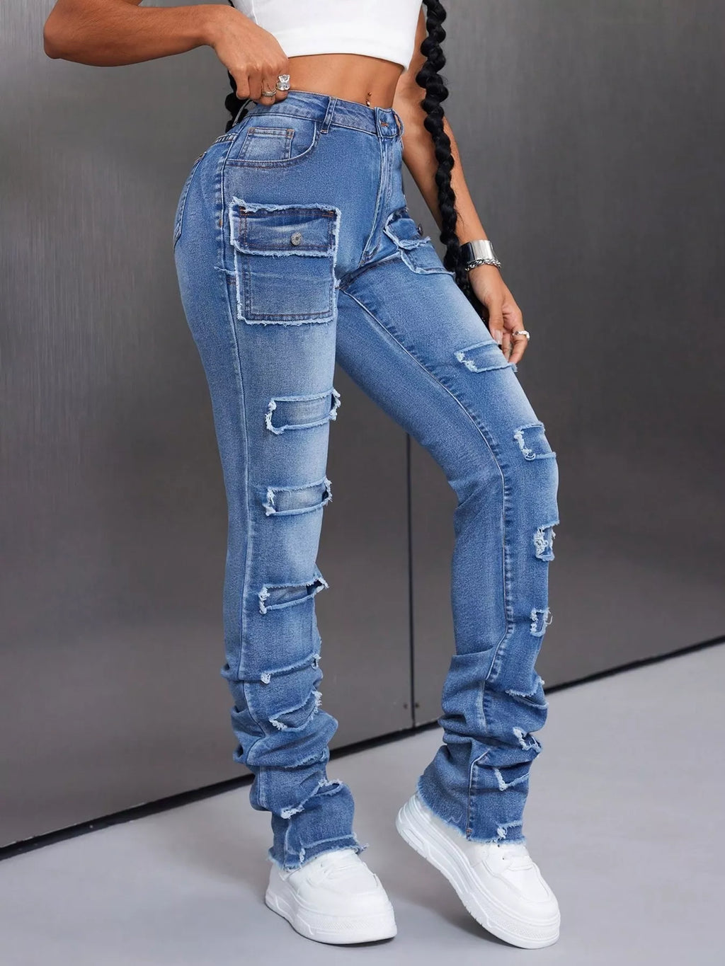 Men's Distressed Slim Fit Jeans - Godess beauty 