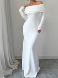 Off-Shoulder Ruched Bodycon Maxi Dress - Godess beauty 
