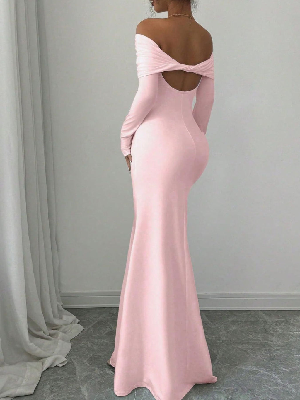 Off-Shoulder Ruched Bodycon Maxi Dress - Godess beauty 