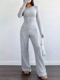 One-Shoulder Long Sleeve Top and Pants Set - Godess beauty 