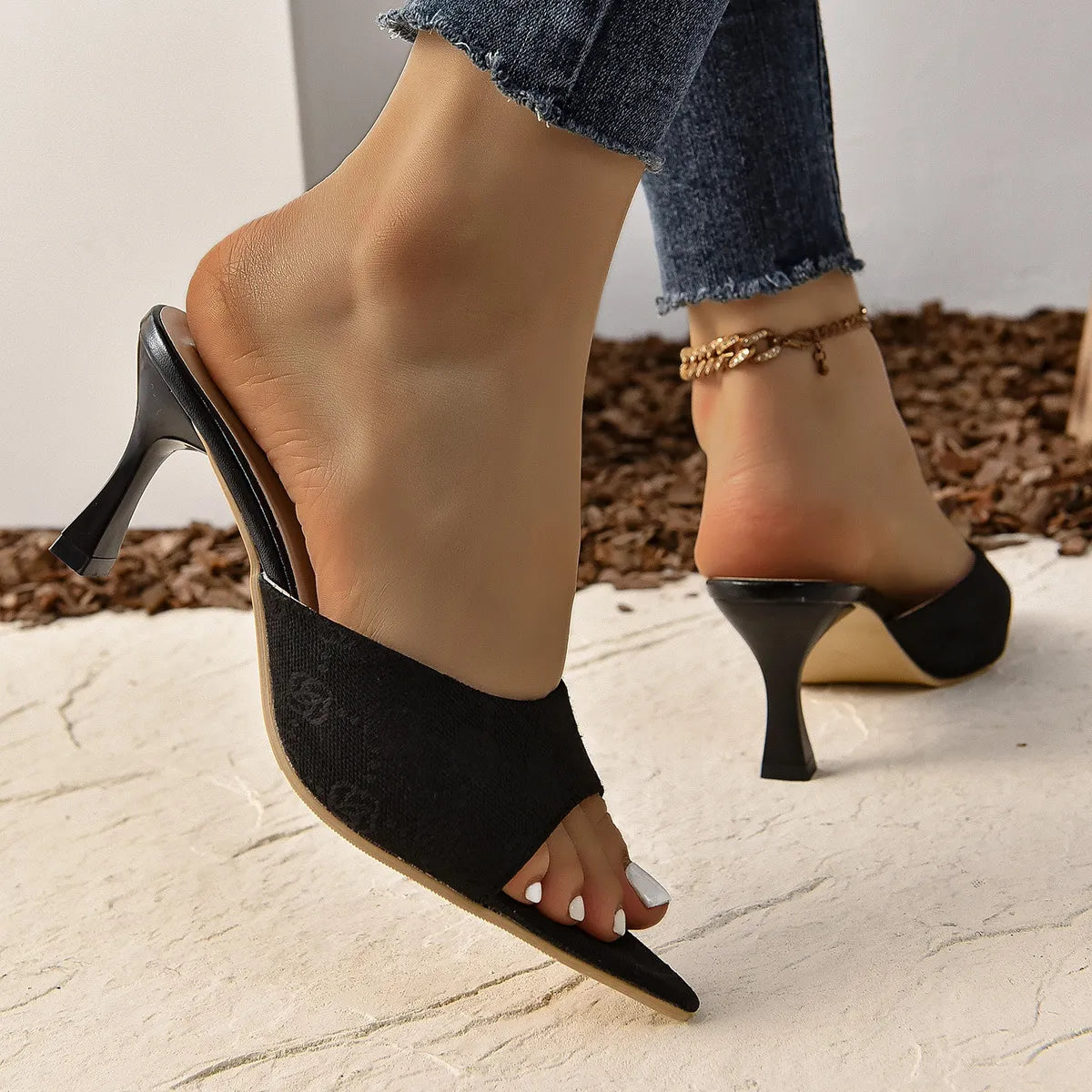 Open Toe Mid Heel Sandals - Godess beauty 