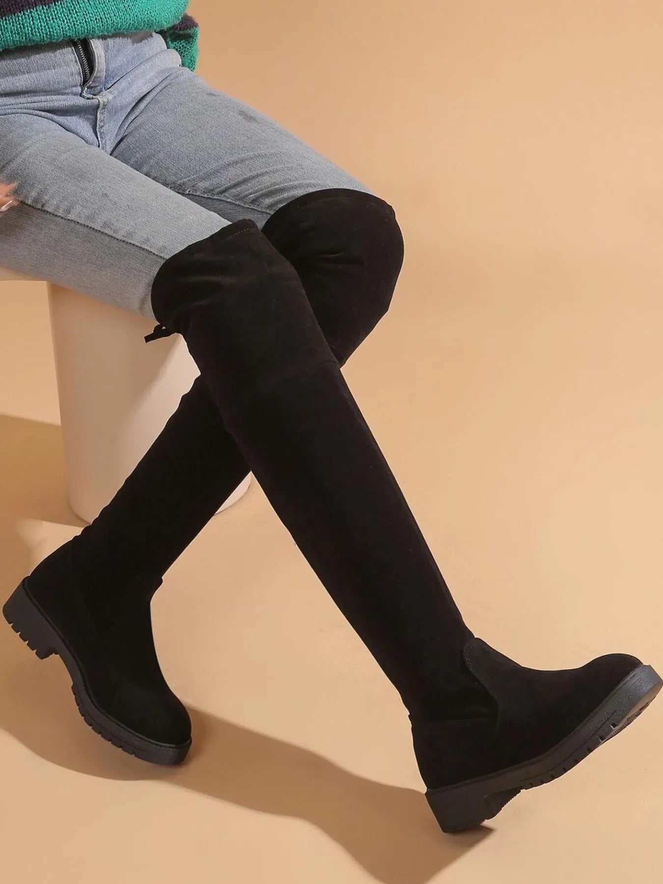 Over-the-Knee Block Heel Boots - Godess beauty 