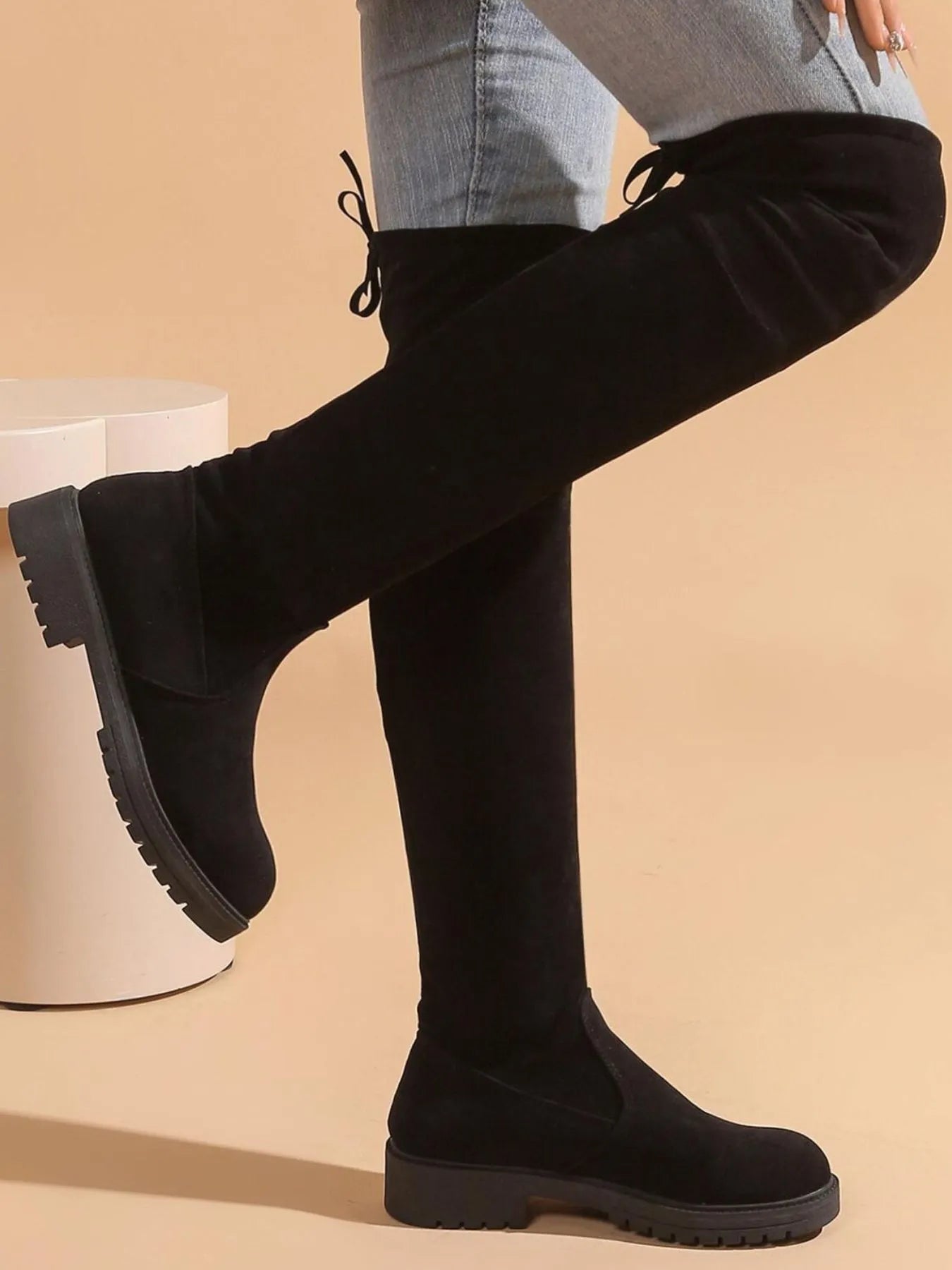 Over-the-Knee Block Heel Boots - Godess beauty 