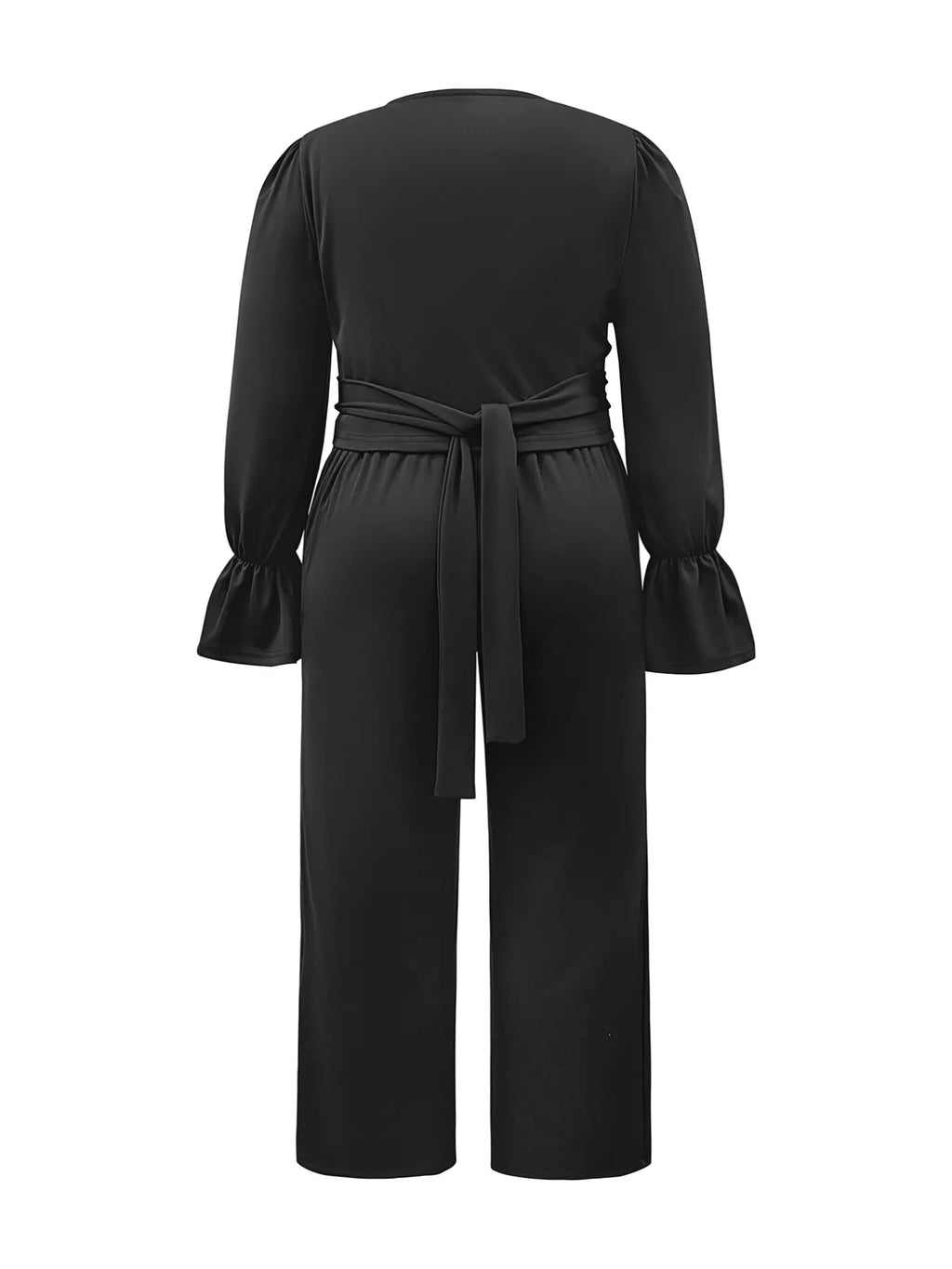 Plus Size Flounce Sleeve Top and Pants Set - Godess beauty 