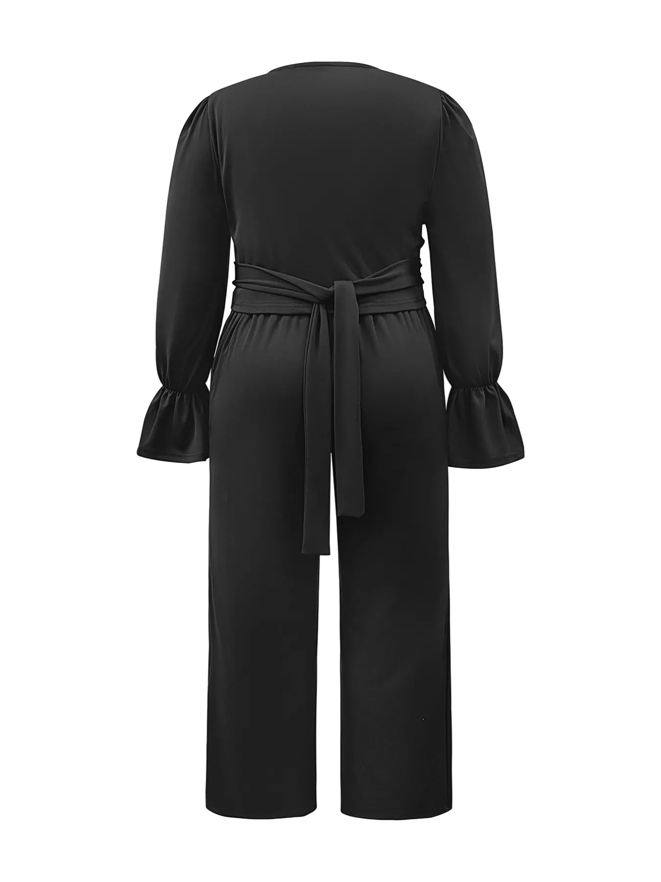 Plus Size Flounce Sleeve Top and Pants Set - Godess beauty 