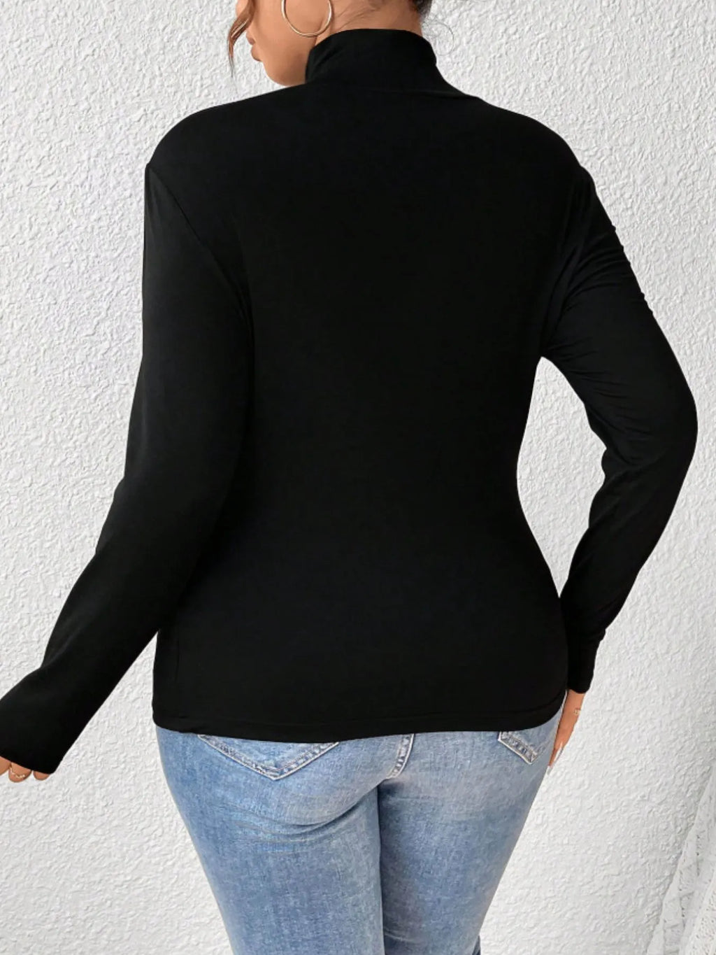 Plus Size Long Sleeve Fitted Turtleneck T-Shirt - Godess beauty 