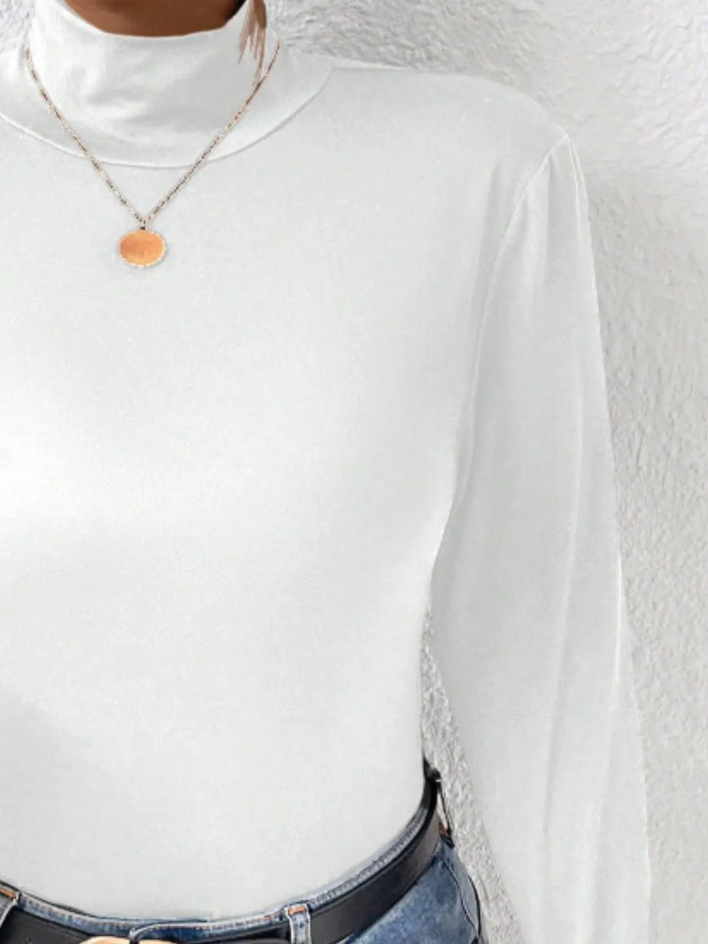 Plus Size Long Sleeve Fitted Turtleneck T-Shirt - Godess beauty 