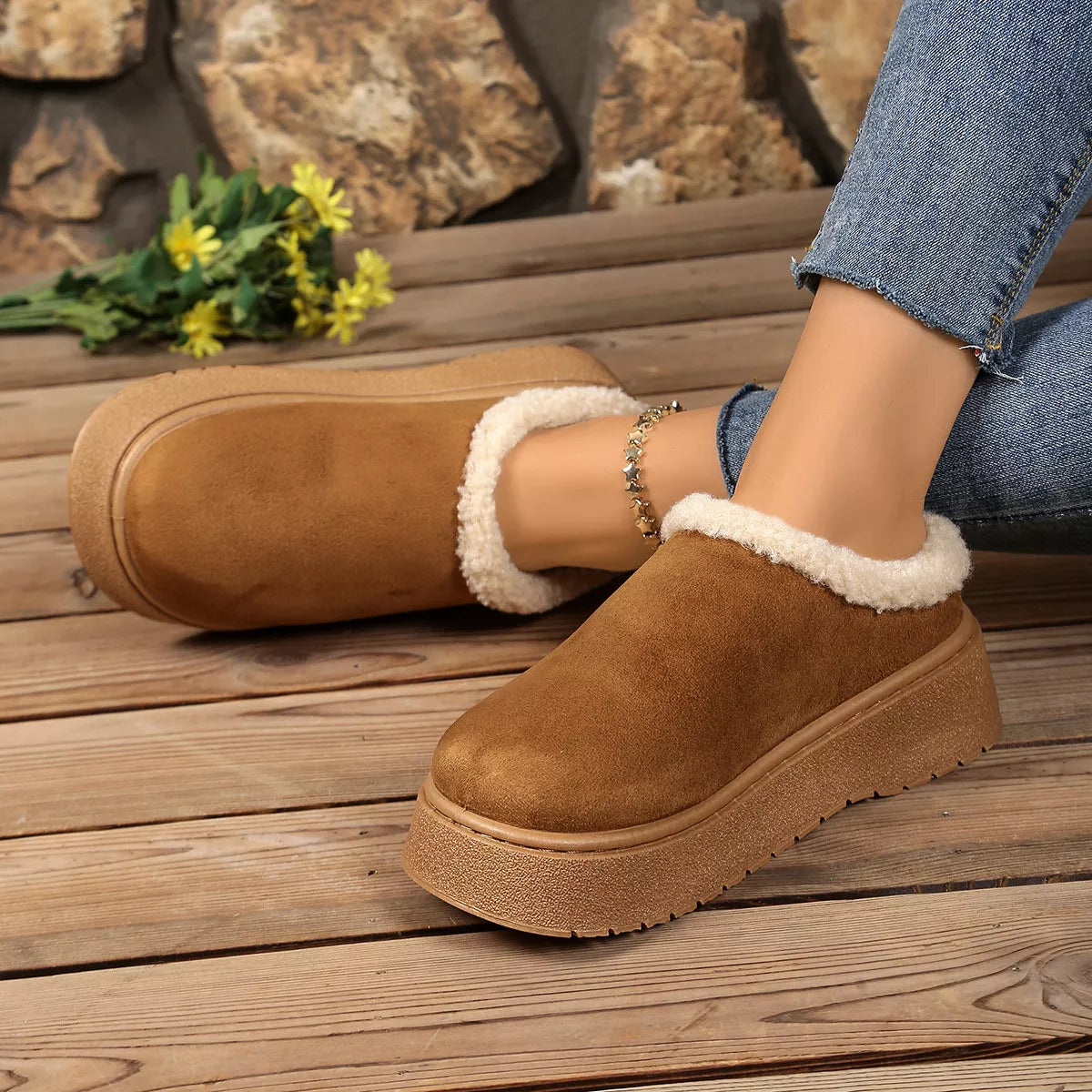 Plush Lined Platform Boots - Godess beauty 