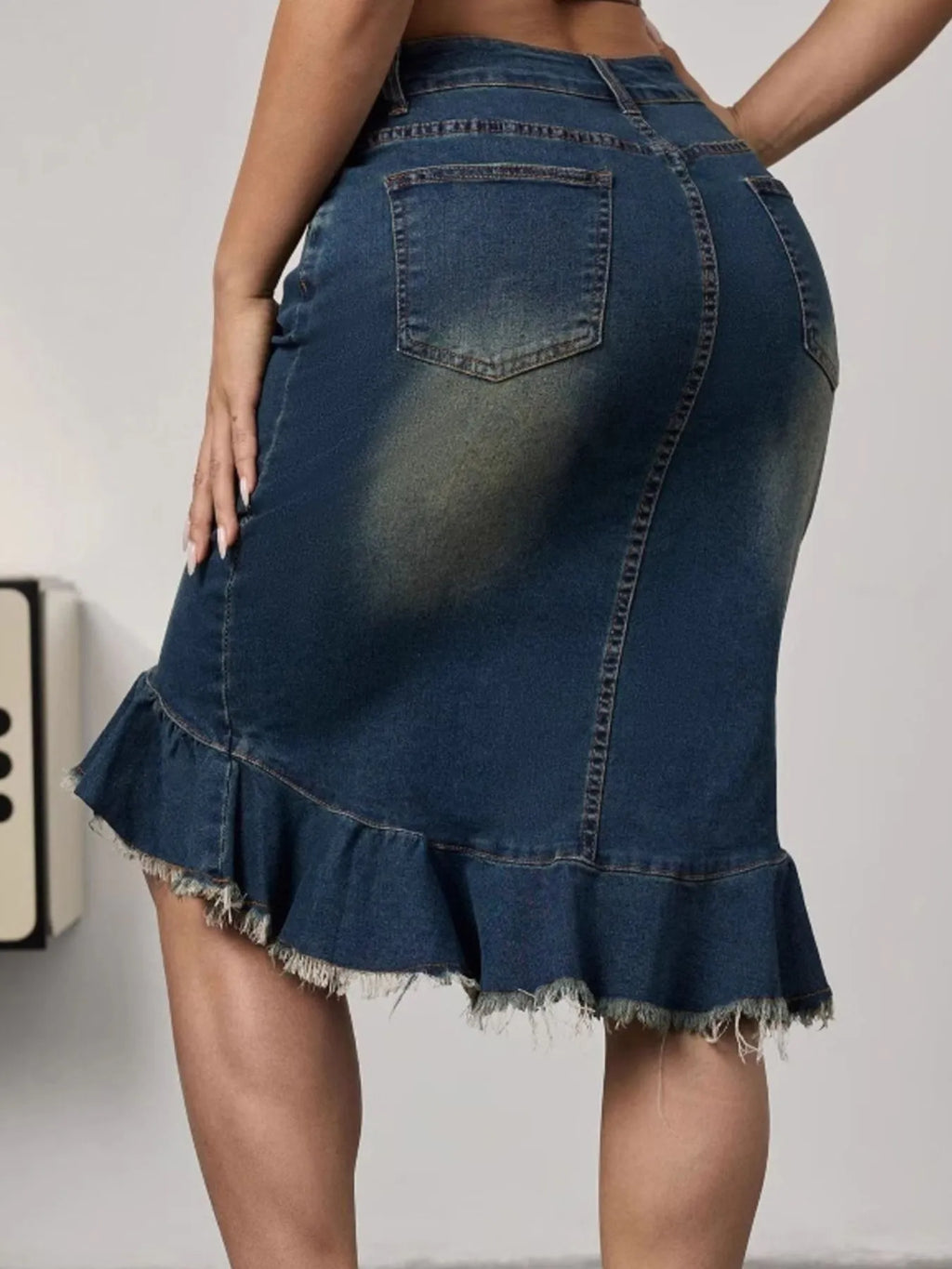 Raw Hem Mermaid Denim Skirt - Godess beauty 
