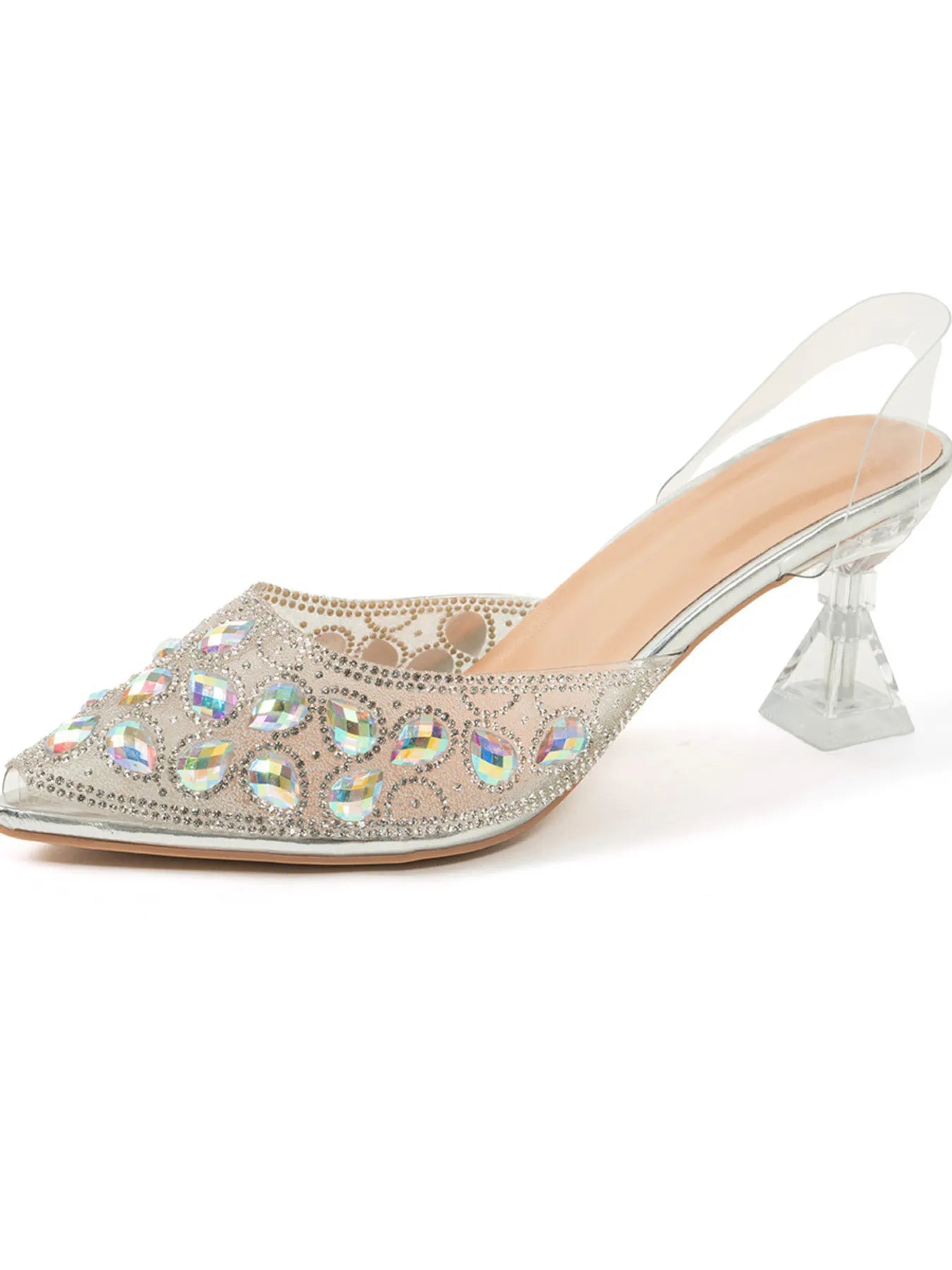 Rhinestone Pointed Toe Sandals - Godess beauty 