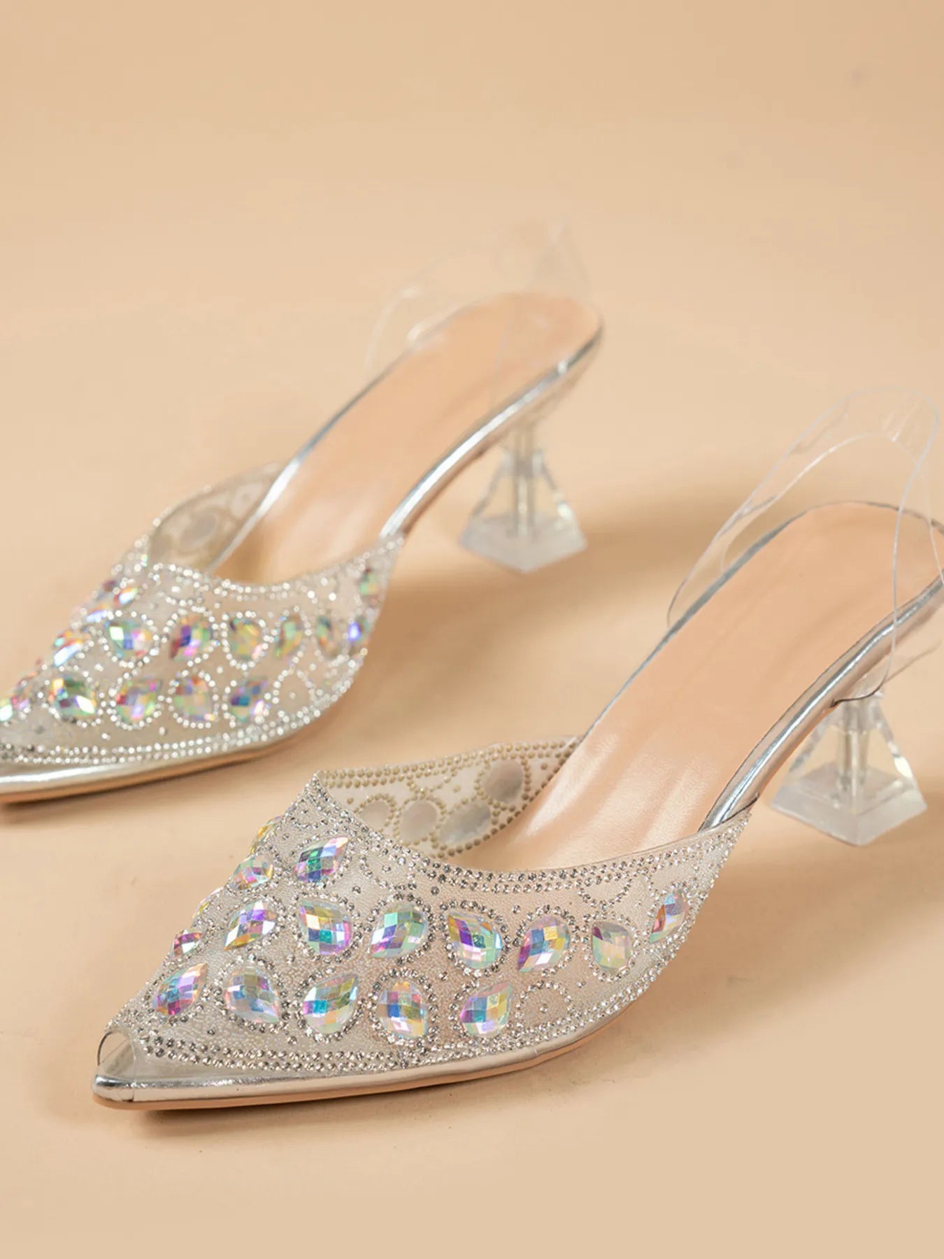 Rhinestone Pointed Toe Sandals - Godess beauty 