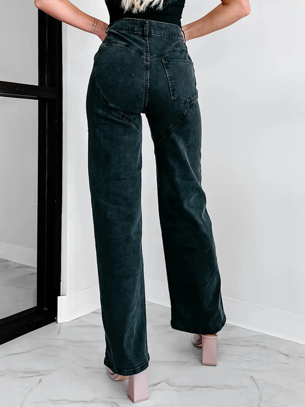Ripped Wide Leg Wash Denim Jeans - Godess beauty 