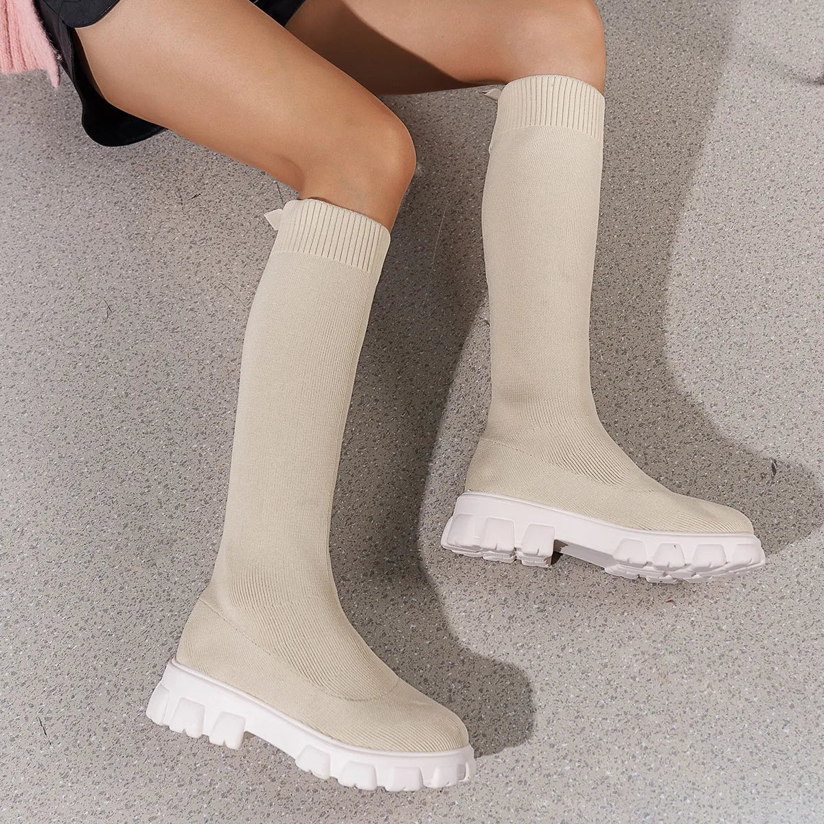 Round Toe Platform Boots - Godess beauty 