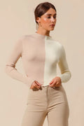 SO ME Color Block Fitted Crop Sweater Top - Godess beauty 