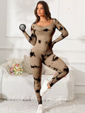 Scoop Neck Long Sleeve Active Jumpsuit - Godess beauty 