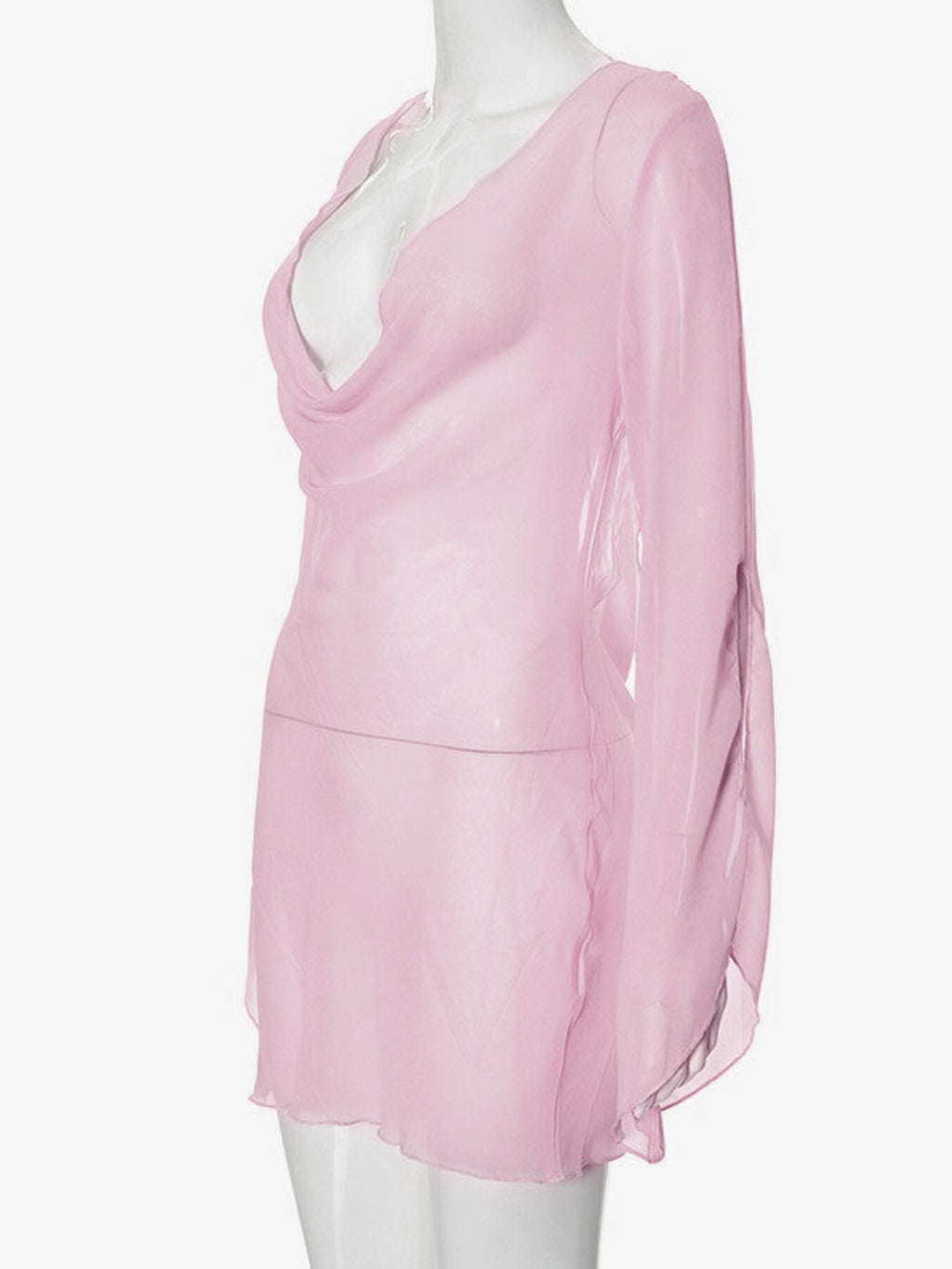 Sheer chiffon plunge mini dress - Godess beauty 