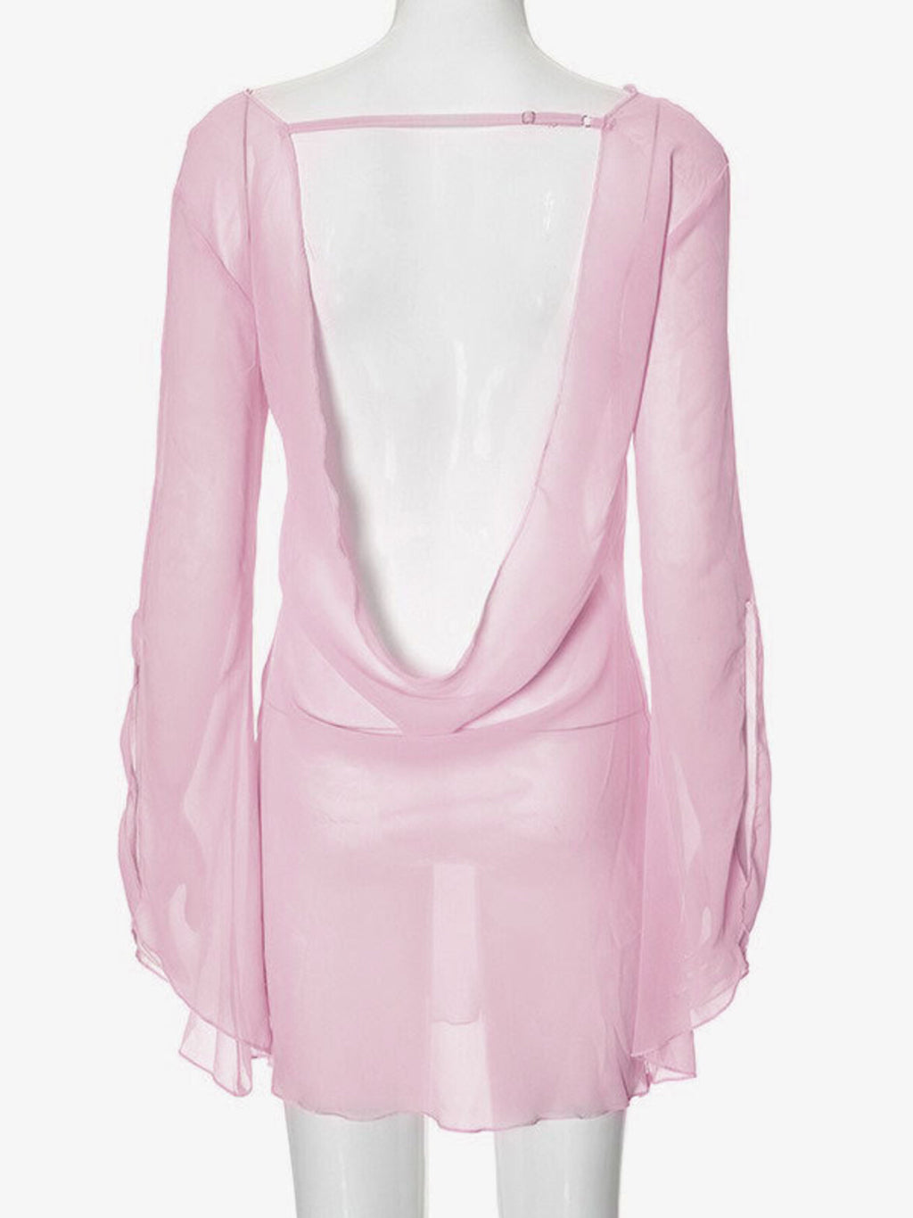 Sheer chiffon plunge mini dress - Godess beauty 
