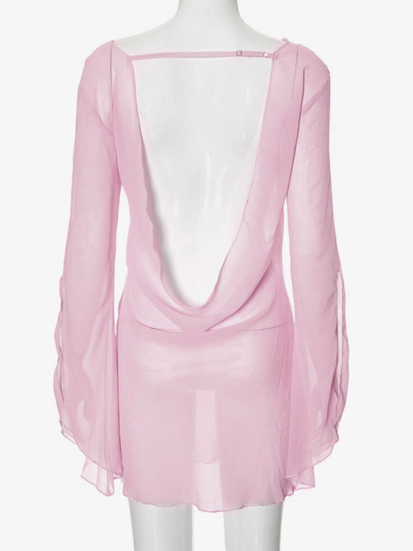 Sheer chiffon plunge mini dress - Godess beauty 