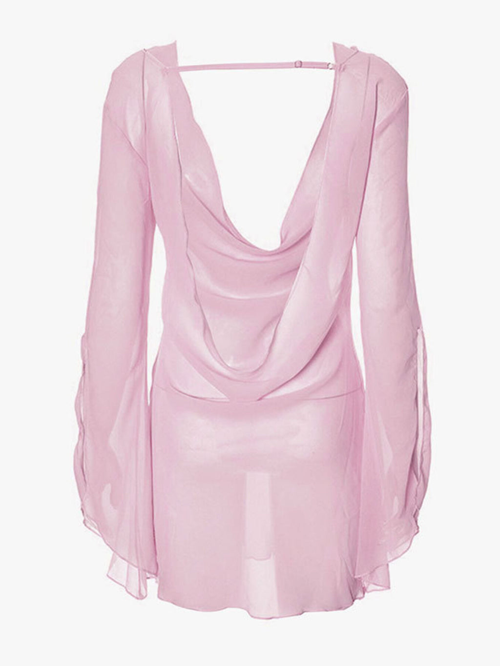 Sheer chiffon plunge mini dress - Godess beauty 