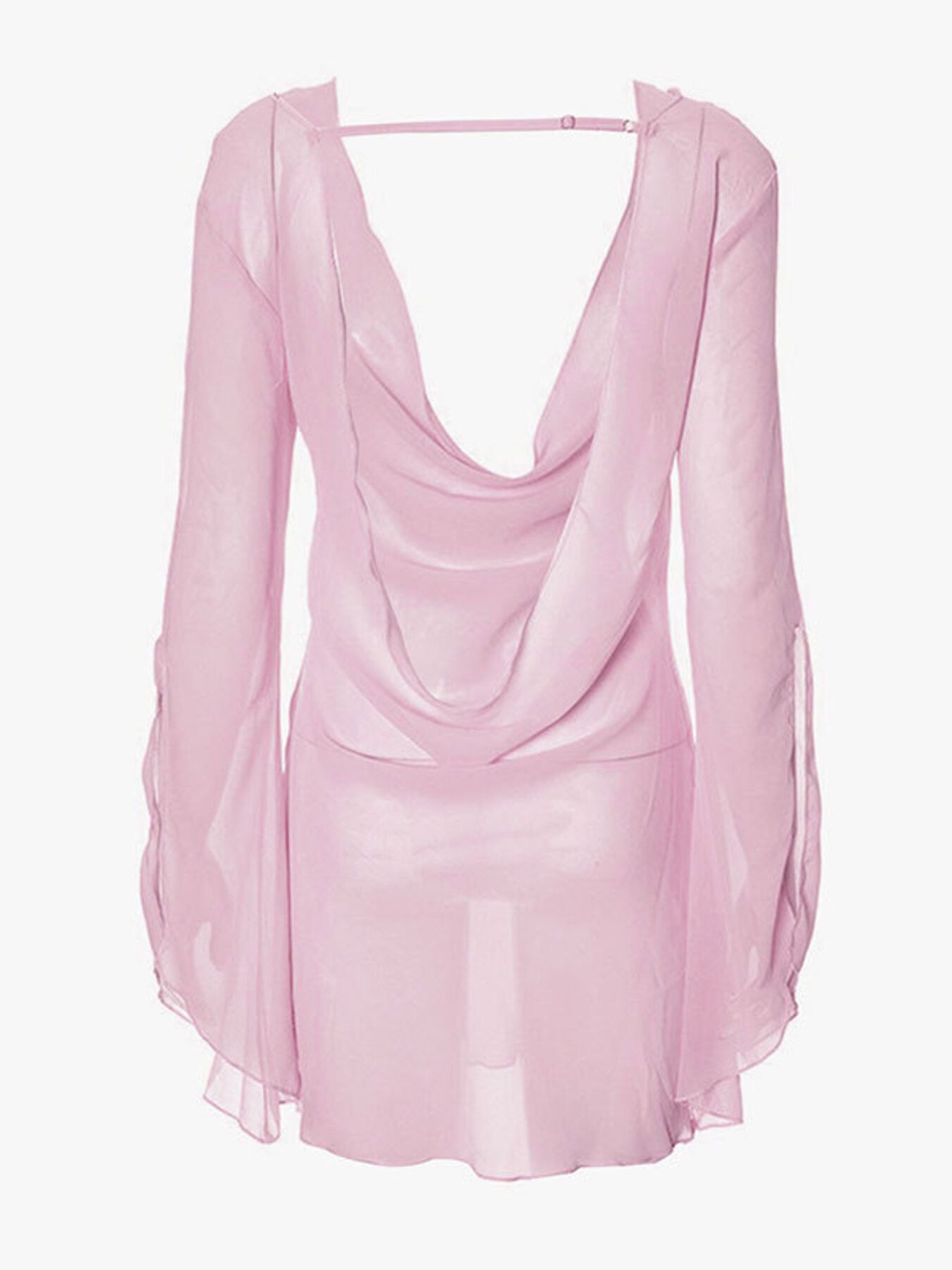 Sheer chiffon plunge mini dress - Godess beauty 