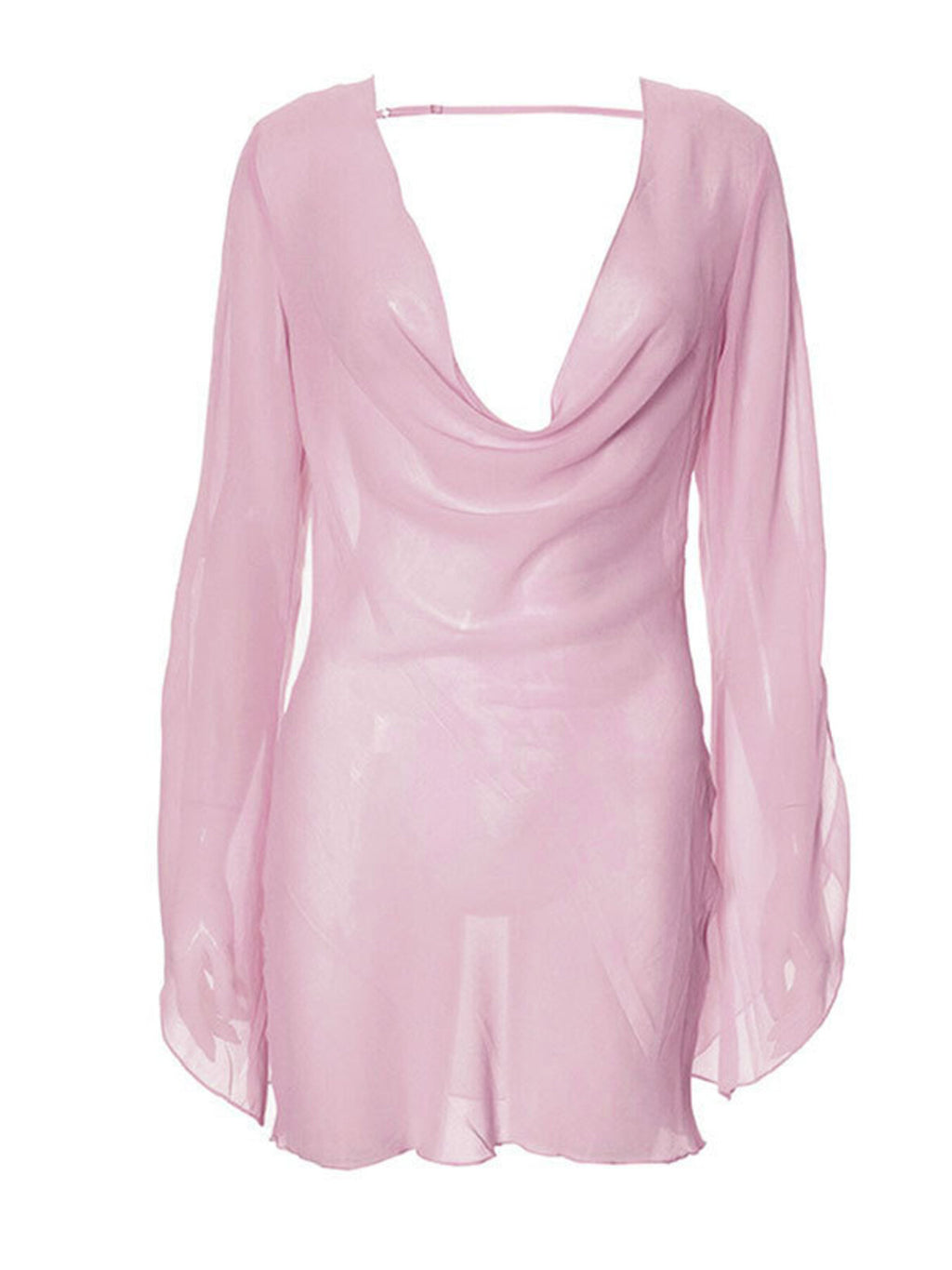 Sheer chiffon plunge mini dress - Godess beauty 